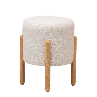 Nordlys White Bouclé Pouf Vintage Style Living Room - image 1