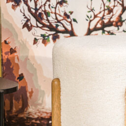 Nordlys White Bouclé Pouf Vintage Style Living Room - thumbnail 5