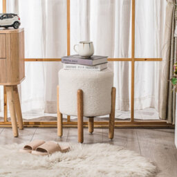 Nordlys White Bouclé Pouf Vintage Style Living Room - thumbnail 7