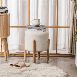 Nordlys White Bouclé Pouf Vintage Style Living Room - thumbnail 3