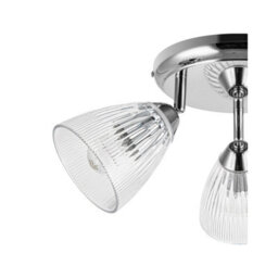 Cosylyte Athella Bathroom 3 Light Modern Ribbed Glass Spotlight - Chrome Base - thumbnail 5