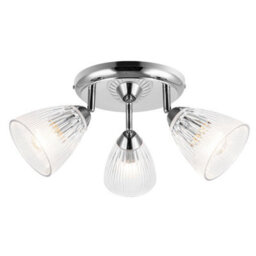 Cosylyte Athella Bathroom 3 Light Modern Ribbed Glass Spotlight - Chrome Base - thumbnail 3