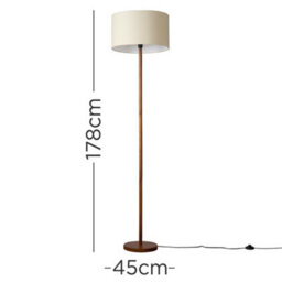 Valuelights Heather Modern Scandi Floor Lamp In Dark Wooden Finish With Beige Drum Shade - Includes 6W Led Gls Bulb 3000K - thumbnail 5