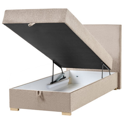 Beliani Divan Bed With Storage Fabric Major 90 X 200 Cm (Eu Single) Taupe - image 1