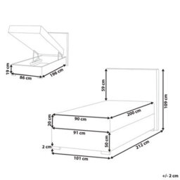 Beliani Divan Bed With Storage Fabric Major 90 X 200 Cm (Eu Single) Taupe - thumbnail 3