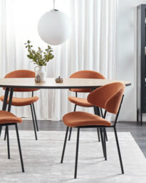 Beliani Set Of 2 Dining Chairs Kiana Fabric Orange - thumbnail 2