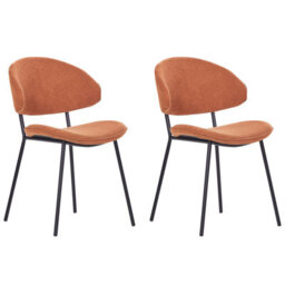 Beliani Set Of 2 Dining Chairs Kiana Fabric Orange - thumbnail 1