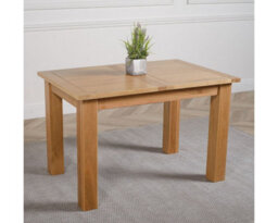 That's Furniture Hampton 120Cm - 160Cm Oak Extending Dining Table And 4 Chairs Dining Set With Washington Burgundy Leather Chairs - thumbnail 3
