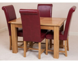 That's Furniture Hampton 120Cm - 160Cm Oak Extending Dining Table And 4 Chairs Dining Set With Washington Burgundy Leather Chairs - thumbnail 2