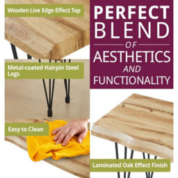 Dining Bench, Live Edge Effect Wooden Bench, 150Cm Kitchen Bench With Metal Legs - thumbnail 3