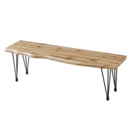Dining Bench, Live Edge Effect Wooden Bench, 150Cm Kitchen Bench With Metal Legs - thumbnail 1