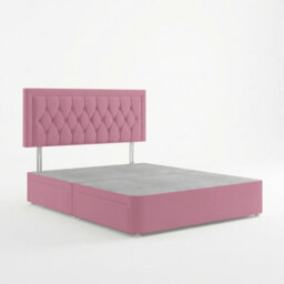 Adore Designs Diamond Cut Plush Velvet Divan Bed, Headboard - 4Ft Small Double - Pink - 0 Drawers - thumbnail 2