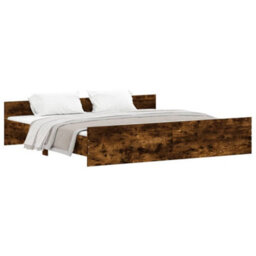 Berkfield Bed Frame With Headboard With Footboard Smoked Oak 180X200 Cm - thumbnail 2