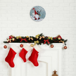 Christmas Gonk Quartz Wall Clock - Battery Powered Santa Clause Christmas Design Home Festive Xmas Decoration - 23Cm Diameter - thumbnail 3