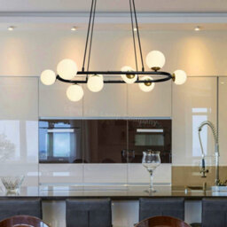 Long Life Lamps Company Modern Ceiling Black Circular Bar Pendant Light Globe Frosted Glass Lamp Shades K402 With G9 Led - thumbnail 7