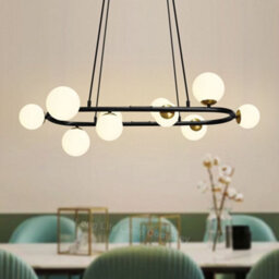 Long Life Lamps Company Modern Ceiling Black Circular Bar Pendant Light Globe Frosted Glass Lamp Shades K402 With G9 Led - thumbnail 6