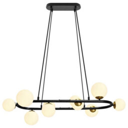 Long Life Lamps Company Modern Ceiling Black Circular Bar Pendant Light Globe Frosted Glass Lamp Shades K402 With G9 Led - thumbnail 3