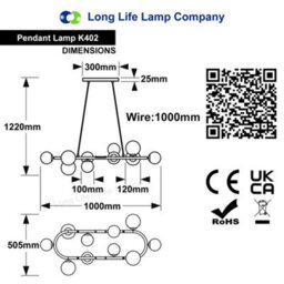 Long Life Lamps Company Modern Ceiling Black Circular Bar Pendant Light Globe Frosted Glass Lamp Shades K402 With G9 Led - thumbnail 2