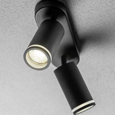 CGC Lighting Cgc Solis Black Double Gu10 Ceiling Spotlight With Halo Ring Adjustable Twin Spot Bar - image 1