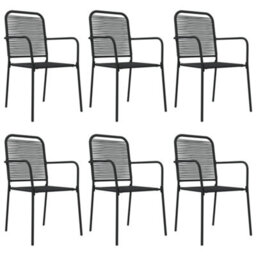 Walplus 7 Piece Garden Dining Set Black Cotton Rope And Steel - thumbnail 4