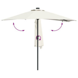 Berkfield Garden Parasol With Led Strip Lights Sand Fabric - thumbnail 9