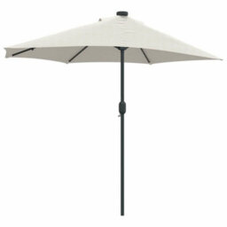 Berkfield Garden Parasol With Led Strip Lights Sand Fabric - thumbnail 7