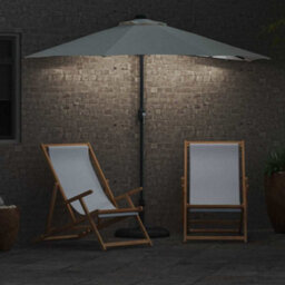 Berkfield Garden Parasol With Led Strip Lights Sand Fabric - thumbnail 4