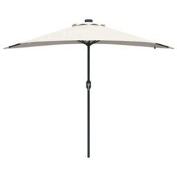 Berkfield Garden Parasol With Led Strip Lights Sand Fabric - thumbnail 5
