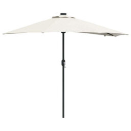 Berkfield Garden Parasol With Led Strip Lights Sand Fabric - thumbnail 2