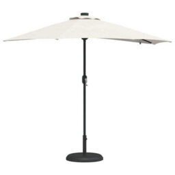 Berkfield Garden Parasol With Led Strip Lights Sand Fabric - thumbnail 3