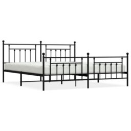 Berkfield Metal Bed Frame With Headboard And Footboard Black 200X200 Cm - thumbnail 2
