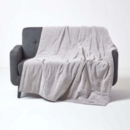 Homescapes Light Grey Velvet Quilted Throw, 125 X 150 Cm - thumbnail 1
