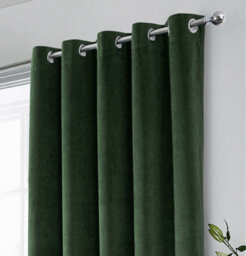 Luxury Enhanced Living Green Velvet, Supersoft, 100% Blackout, Thermal Pair Of Curtains With Eyelet Top - 90X108 Inch (229X274Cm) - thumbnail 2