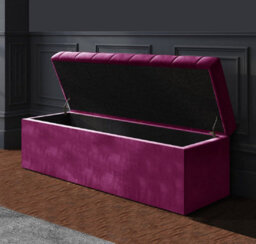 150Cm Sd Ottoman Storage Box, Red Velvet Upholstered Chesterfield Storage Ottoman Box - thumbnail 2