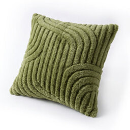 Living And Home Green Plush Square Throw Pillow Cover Polyester Textured Cushion Case With Hidden Zipper 45X45Cm - thumbnail 4