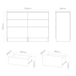 Cornwall 6 Drawer Midi Chest Of Drawers In White Matt (Ready Assembled) - thumbnail 6