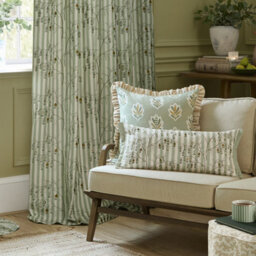 Sanderson Chinese Lanterns Embroidered Room Darkening Pencil Pleat Curtain Pair Sage (W)117Cm X (D)182Cm - thumbnail 4
