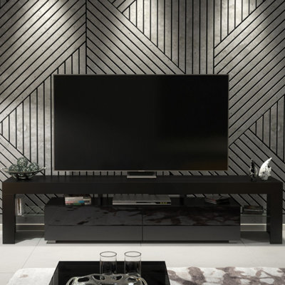 Creative Furniture Nova Tv Unit 200Cm - Black With Gloss Doors - image 1