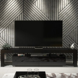 Creative Furniture Nova Tv Unit 200Cm - Black With Gloss Doors