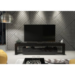 Creative Furniture Nova Tv Unit 200Cm - Black With Gloss Doors - thumbnail 2