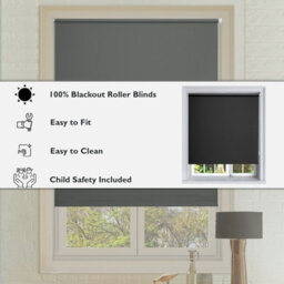 Lister Cartwright Blackout Plain Roller Blinds Windows Blind Child Safety Included (Black, 60 Cm Width X 160 Cm Drop) - thumbnail 3