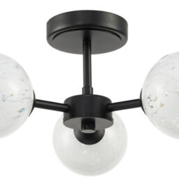 Happy Homewares Designer Matte Black Ceiling Light With White Confetti Snowflake Glass Shades - thumbnail 4