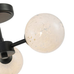 Happy Homewares Designer Matte Black Ceiling Light With White Confetti Snowflake Glass Shades - thumbnail 5