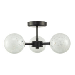 Happy Homewares Designer Matte Black Ceiling Light With White Confetti Snowflake Glass Shades - thumbnail 3