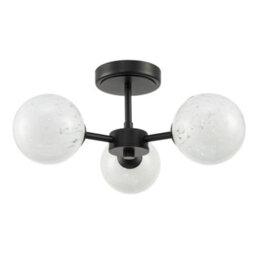 Happy Homewares Designer Matte Black Ceiling Light With White Confetti Snowflake Glass Shades - thumbnail 2