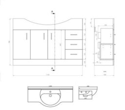 Veebath Sophia 1800mm Bath Vanity Unit, Toilet & Taps Bathroom Suite - thumbnail 4