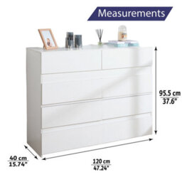 Home Treats 8 Chest Of Drawer White Wide Chest Of Wooden Drawers - thumbnail 3