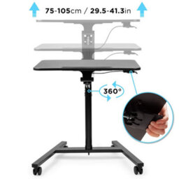 Duronic Wps37 Projector Stand/sit-Stand Desk, Multi-Use Video Projector Floor Table On Wheels, Adjustable Height/reach, 70X54Cm - thumbnail 6