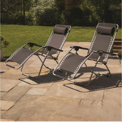 Marco Paul Black Reclining Sun Loungers With Head Rests Set - image 1