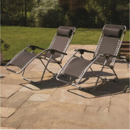 Marco Paul Black Reclining Sun Loungers With Head Rests Set